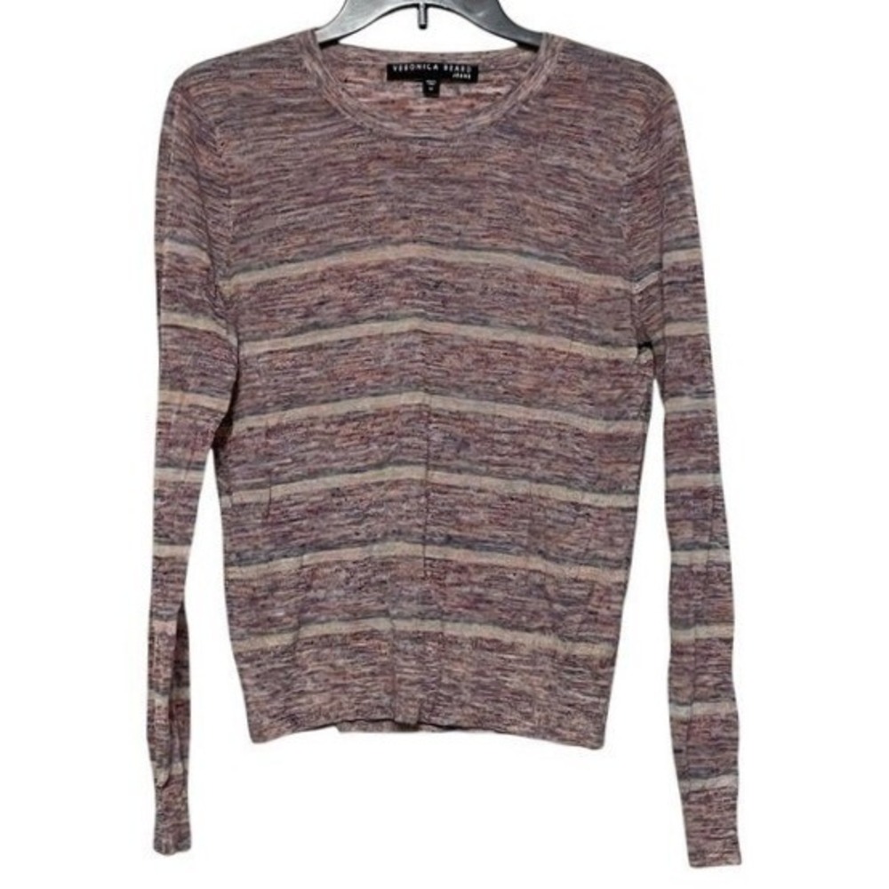 Veronica Beard Jeans Sweater Medium Striped Long Sleeve Top Multicolored Knit